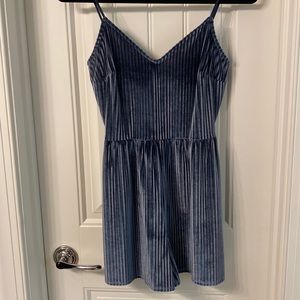 Blue crushed velvet romper